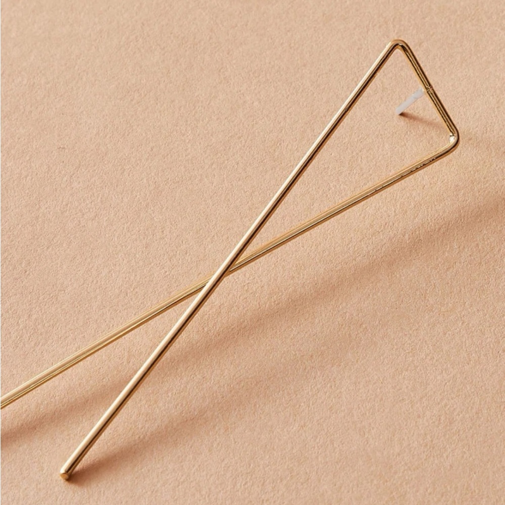 Gold Geo Long Bar Earrings Brand New! - Picture 3 of 6